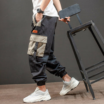 Ribbons Pockets Harem Joggers Men Cargo Pants Streetwear Hip Hop Casual Track Pants Male Harajuku Fashion Trousers aidase-shop